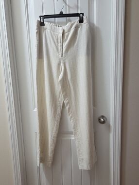 Rachel Zoe Cream Pinstripe Trousers with Silver Hardware
